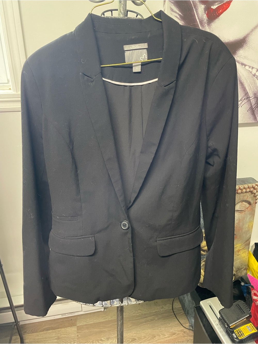 Sears Black Women's Single-Button Blazer with Notch Lapel